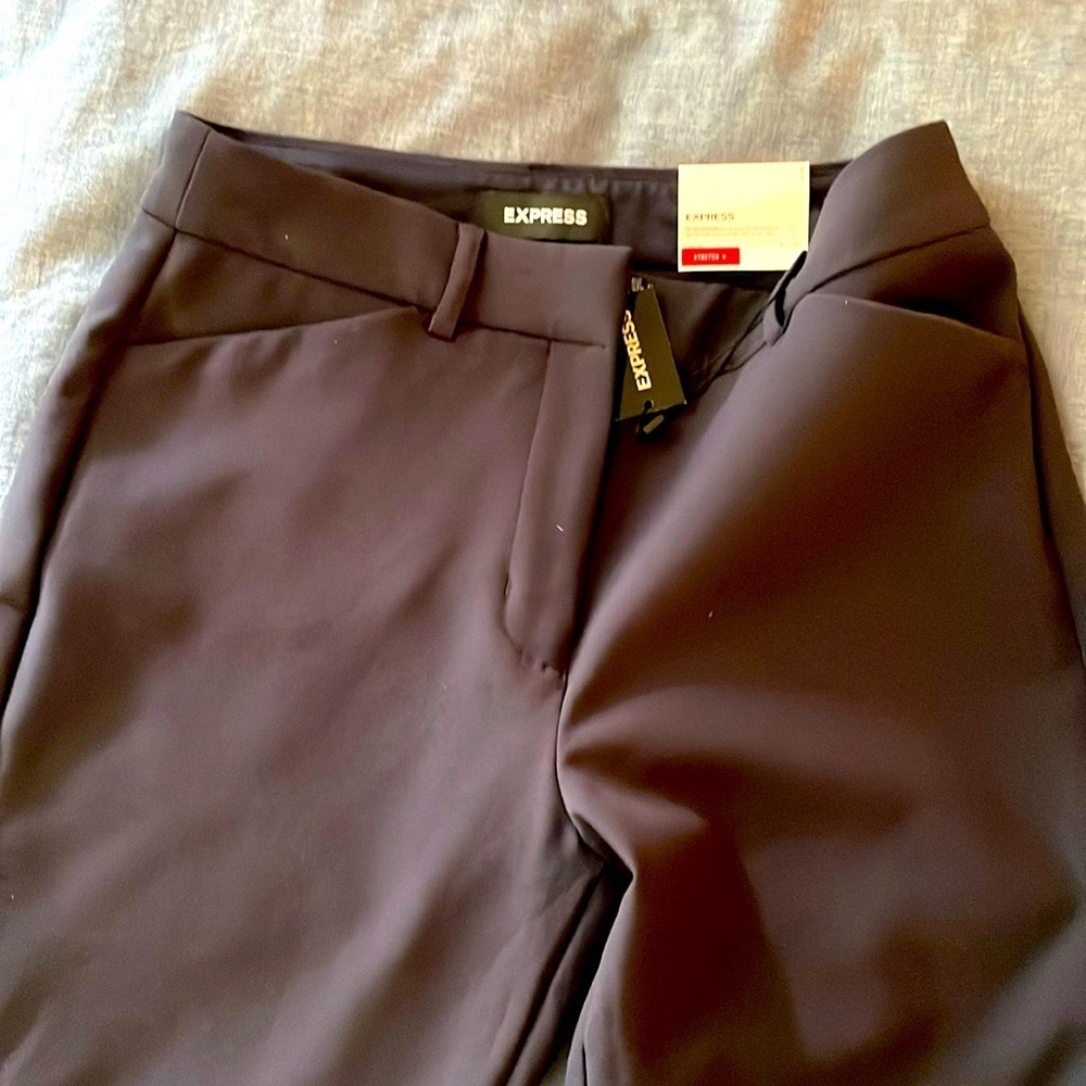 Express navy size 4 high rise stretch fit trousers